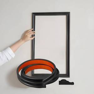 lot 2289 image: ZHIVEZEN 20FT�0.9 Peel and Stick Wall Molding Trim, TPE Rubber Flexible Chair Rail for Mirror Frames, Doors & Home Decor - Matte Black (Note Heat Treatment Required for Best Adhesion)