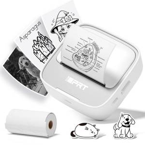 lot 2295 image: PRT Mini Sticker Printer, Portable Thermal Printer with 1 Roll Sticker Paper, Inkless Sticker Maker, Bluetooth Label Printer for Study Notes,Lists,Pictures,DIY Creations Printers for Home Use, Grey