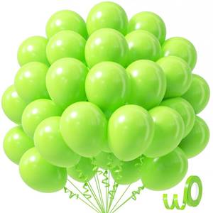 lot 2318 image: Awenztech Lime Green Balloons 12 inch, Lime Green Latex Balloon 50pcs Party Balloons for Baby Shower Dinosaur Jungle Halloween Birthday Party Decorations