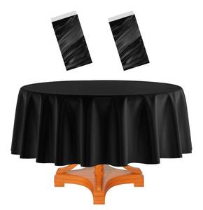 lot 2324 image: HEIPINIUYE 2 Pack Black Round Tablecloth 84 Inch Round Plastic Table Cloth Waterproof Disposable Round Table Cover for Party Birthday Camping Picnic Baby Shower