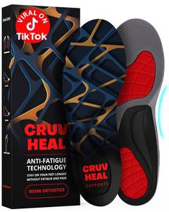 lot 2398 image: CRUVHEAL Work Orthotic Insoles - Anti Fatigue Medium Arch Support Shoe Insert Men Women - Plantar Fasciitis Flat Feet - Relieve Foot Pain - Work Boot Insoles Standing All Day (XL, Blue)