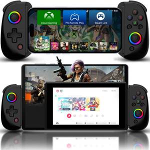 lot 2421 image: Joso Mobile Gaming Controller for iPhoneiPadTablet, Android Wireless Controller with Hall Effects Joysticks, Support PCSwitch, Play Cloud GamesPS Remote PlayCODGenshin Impact & More - Black