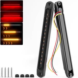 lot 2458 image: PSEQT 10 LED Trailer Tail Light Bar Brake Stop Turn Signal Lights Assembly Identification Red & Amber Sequential Strobe Strip Lamp wSmoked Lens Waterproof for Pickup Golf Cart Offroad Truck RV UTV