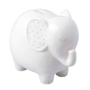 lot 3772 image: Pearhead Ceramic Elephant Bank, Gender Neutral Baby Nursery D�cor Coin Bank, Elephant Piggy Bank for Kids Keepsake, White