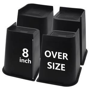 lot 3773 image: HANIHUA Bed Risers 8 inch Heavy Duty, 4 Pack Oversized Furniture Risers, Black Bed Lifts Risers for Table, Sofa, Chair, Couch, Desk, Bed Frame Risers Supports Up to 6,500 Lbs