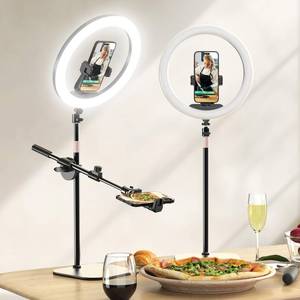 lot 3775 image: UBeesize 12 Desk Ring Light with Stand and Phone Holder, Overhead Phone Mount for Video Recording, Zoom Meeting, Live Streaming, Tiktok, YouTube��Compatible with iPhone, Android, Cameras