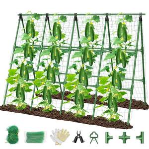lot 3784 image: 71 x 51 Cucumber Trellis for Raised Bed, A-Frame Garden Trellis for Climbing Plants Outdoor, Rust-Proof Metal Support for Tomato, Peas, Beans, Zucchini & Vines, with Netting & Clips