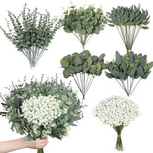 lot 3790 image: UALOPIC 120 Pcs 6 Mixed Eucalyptus Greenery Stems, Baby Breath Flowers Artificial Bulk with Fake Eucalyptus Leaves, Faux Greenery Stems for DIY Wedding Bouquets Home Floral Centerpieces Decor