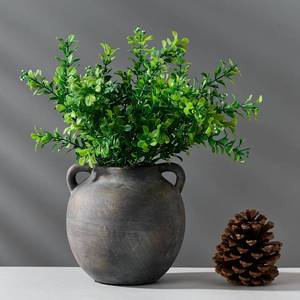 lot 3800 image: PORCER Ceramic Rustic Vase for Home Decor, 5.8 Inch Terracotta with Handles, Vintage Decorative for Flowers, Plants, Living Room, Table, Thanksgiving - Black Bronze