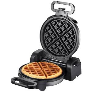 lot 3803 image: Reemix Waffle Maker, ��180° Rotating Belgian Waffle Maker Round Classic Belgian 4-Piece, Evenly Baked  Non-Stick  Fast Preheat����, BlackSilver