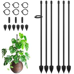 lot 4182 image: Plant Stakes for Indoor Plants, RIFNY 14 Inch Plant Support Stakes with Clips, Tall Adjustable Plant Sticks for Indoor Monstera Tomato Orchid Potted Plants Flower (6 PCS, Black)