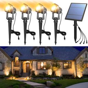 lot 4187 image: APONUO Solar Spot Lights Outdoor 4-in-1 Solar Landscape Lights Dusk to Dawn Solar Uplights IP65 Waterproof 9.8ft Cable Outdoor Spot Lights for Yard Pathway Garden Tree Decoration (Warm White)