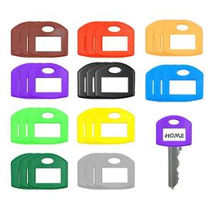 lot 4193 image: Nextpal 30 Pcs Key Labels and Identifiers, Colored Silicone Covers with Blank Sticky Notes and Pen, Stretchy Rubber Caps for House Keys, Color Coded Tags for Home and Office Organization 10 Colors