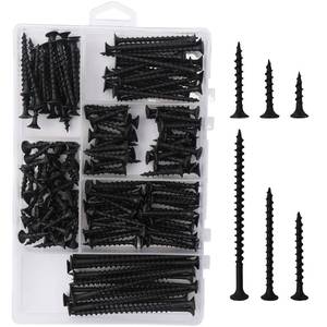 lot 4207 image: JEGONFRI High Hardness Drywall Screws Assortment Kit, 166 pcs, Coarse Thread, Phillips Drive, Black Wood Screws, Screws Assortment, Screws Set, 6 Sizes (3,2,1-12,1-14,1,34)