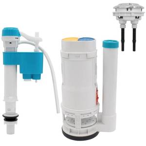 lot 4219 image: T Tulead Toilet Dual Flush Valve, Fill Valve, Push Button, Small Drain Outlet Dia 2.5, Fill Thread Dia 12, Push Button Thread Dia 2.24(Fit One Piece Toilet Repair Kit)