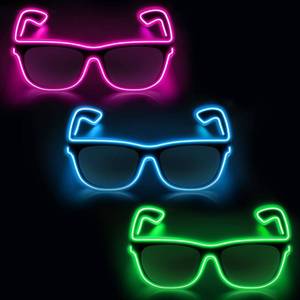 lot 4226 image: YouRfocus Wired LED Light up Glasses 3 Pack Glow in the Dark Neon Rave Glasses for Rave Party, EDM, Halloween, Christmas, Operated with Battery Power (Blue  Green  Pink)