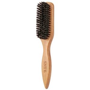 lot 4235 image: 100% Boar Bristle Slick Back Hair Brush  Natural Peach Wood Handle  Restores Shine, Controls Frizz, Smooths Flyaways  Teasing Adds Volume Styling Tool  For Sleek Ponytails, Buns & Beard Grooming