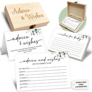 lot 4270 image: Crocothemis Baby Shower Advice Cards For Parents To Be, 50 Psc Advice and Wishes Card in Box For New Parents Baby Shower Game Decorations Memory Guest Book(Greenery) -A01