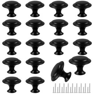 lot 4279 image: Romeda 18 Piece Drawer Hardware - Black 30mm Cabinet Knobs & Pulls for Dressers & Kitchens with Screw