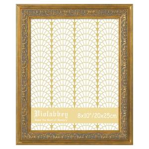 lot 4280 image: VIOLABBEY 8x10 Picture Frame Gold, Vintage Photo Frames Ornate without Mat for Tabletop or Wall Hanging