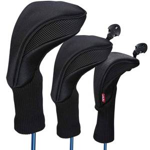 lot 4282 image: LONGCHAO Golf Club Head Cover for Driver Fairway 3 Pcs Woods Headcovers, Golf Accessories Hybrid Head Covers Set with Interchangeable Tags 3 4 5 7 X (Black)