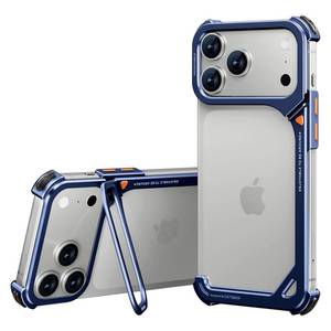 lot 4291 image: OATSBASF 9 Case for iPhone 17 Pro Bumper Case Metal, Aluminum Frame Slim Fit No Back Design, Compatible with MagSafe, Shockproof Protection, Minimalist Frameless Phone Case, Blue