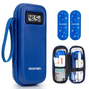 lot 4293 image: YOUSHARES Insulin Cooler Travel Case with Temperature Display - Refrigerated Medicine Cooling Bag with 2 TSA Approved Ice Pack, Medication Pen Diabetic Supplies Organizer for Trip and Daily