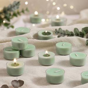 lot 4294 image: Eucalyptus Drift Scented Tea Lights Candles �� Grayish Green �� 6 Hour Burn �� 100% Palm Wax �� Scented Tealight Candles for Winter Holidays, Christmas Calm, Spa Vibes �� 16 Pack Scent Votive Candle