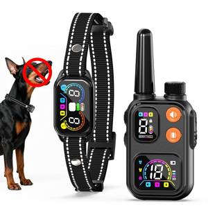 lot 4299 image: 2 in 1 Dog Bark and Shock Collar - 4500FT Bark Collar with Remote, Voiceprint Recognition, BeepVibrationShock Modes, 8 Sensitivity Levels, IP67 Waterproof, Portable Training Collar for 5-120lbs Dogs