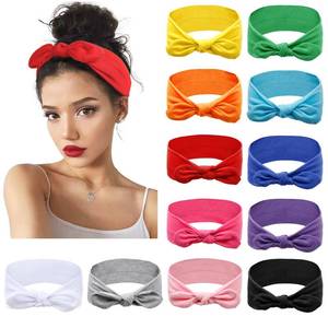 lot 4305 image: Huachi 12 Pack Bow Headbands for Women Headwraps Hair Band Knotted Headband Rabbit Ears Stretchy Turban Head Wraps Fashion Summer Headbands Sport Cute Hair Accessories