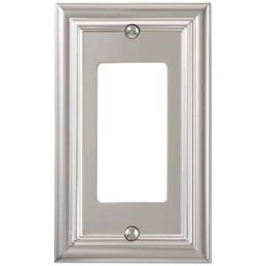 lot 4311 image: Amerelle Continental Single Rocker Cast Metal Wallplate in Satin Nickel