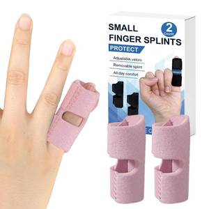 lot 4312 image: GenetGo 2 Pack Small Trigger Finger Splint - Pinkie Finger Brace for Broken Finger, Knuckle Immobilization for Arthritis Pain, Sport Injuries (Pink)