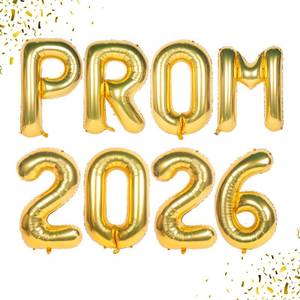 lot 4328 image: Prom 2026 Balloons Banner Gold 16 inch Mylar letter Balloons Prom 2026 Sign Decoration for Graduation Party Birthday Retirement Class of 2026 Congrats Grad Party Supplies