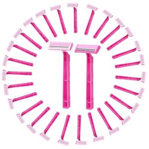 lot 4334 image: 60 Count Womens Disposable Razors, Twin Blade Shaving Razor Pink Stainless Steel Womens Disposable Razors for Men Women Camping Traveling Home