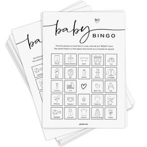 lot 4335 image: GardenCity Baby Shower Bingo Game, 50 Unique Pre-Filled Cards, Baby Shower Games for Boy or Girl, Minimalist