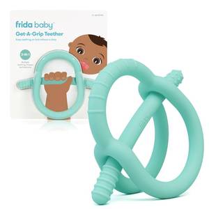lot 4336 image: Frida Baby Get-A-Grip Silicone Teether for Teething Pain Relief, BPA-Free Food-Grade Teething Toys for Infant Baby Newborn 0-6, 12, 18 Months, Easy-Grip Teether Ring, PVC-Free, Teal