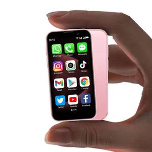 lot 4338 image: BLKE Max Mini Phone Unlocked Worlds Smallest 3.0 HD Touch Screen Mini Smartphone Android Compact Mobile Phone for Kids &Students Cell Phone wih Quad-Core Dual SIM Face lD2GB16GB Pink