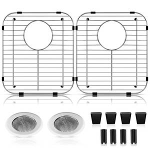 lot 5068 image: ARLBA 2 Pack 304 Stainless Steel Sink Protectors for Kitchen Sink Grid Protector Rear Drain Hole,13.2x11.5 Metal Sink-Grates Sink-Rack for Bottom of Kitchen Sinks wSink-Strainers Anti-Scratches
