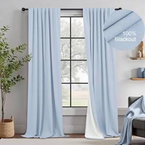 lot 5069 image: DANCURTON 108 Inch Curtains 2 Panel Set Light Blue Linen Floor to Ceiling Darkening Extra Long Living Room Curtains 108 Inches Long Insulated Thermal Drapes for Summer Heat Blocking Patio Sliding Door