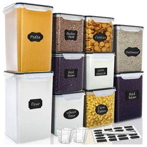lot 5092 image: VERONES Large Tall Airtight Food Storage Containers, 10 PACK Plastic Airtight Kitchen & Pantry Organization, Ideal for Flour & Sugar Plastic Canisters with Labels