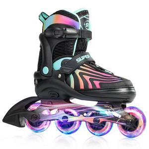 lot 5984 image: SUPER YOUNGSTER Girls Inline Skates for Boys Kids Ages 4-12, Adjustable Light Up Roller Skates for Youth Teens Ages 8-12, Beginner Blades for Women Adults