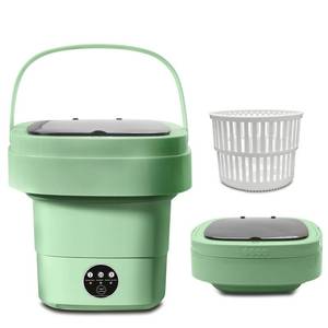 lot 5990 image: Portable Washing Machine, Foldable Personal Washer wIntegrated Drain Pipe and Spin Basket for Light Clothes, 3 Cleaning Modes, Blue Light Collapsible Laundry for Travel, RV, Baby Clothes