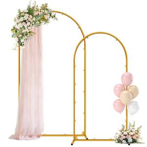 lot 5998 image: Chesjin Metal Arch Backdrop Stand, 7.2FT6FT Wedding Arches Frame, Gold Wedding Arch Backdrop Stand Set of 2, Balloon Arch Backdrop for Wedding Party Decor Birthday Baby Shower Graduation