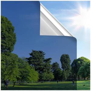 lot 6234 image: rabbitgoo Window Privacy Film One Way Window Tint for Home, Removable Reflective Heat Sun Blocking Anti UV Glass Door Covering, Mirror Tinting Film House Office, 17.5 Inch X 6.5 Feet, Blue Silver