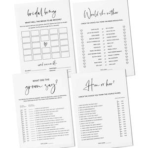 lot 6251 image: GardenCity Bridal Shower Games - Set of 4 Bridal Shower Games for 30 Guests, Double-Sided Cards, Minimalist (30 Pack)