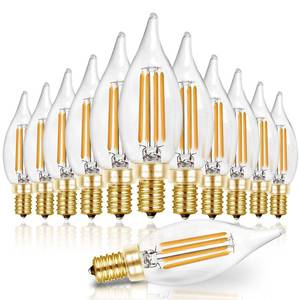 lot 6257 image: Hizashi 90 CRI LED Candelabra Bulb 40W Equivalent E12 LED Bulb Dimmable 2700K Soft Warm White, Chandelier Light Bulbs, 4W 450LM Flame Tip CA10 Candle Light Bulbs, UL Listed - 12 Pack
