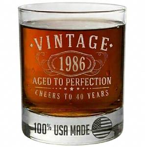 lot 6259 image: Spotted Dog Company Vintage 1986 Etched Whiskey Glass - 40th Birthday Gifts for Men - Cheers to 40 Years old - 40th Birthday Decorations - Scotch Bourbon Him Dad Women Anniversary Retirement 1.0