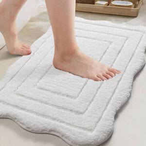 lot 6273 image: TANVILL White Bathroom Rugs, Non Slip Washable 18x24 Bath Rugs, Soft Absorbent Quick Dry Bathmat, Scalloped Bath Mat for Bathroom, Tub, Floor Carpet, Sink, Shower
