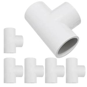 lot 6276 image: WESUA 3 Way Flush 34 SCH40 TEE PVC Fitting Pipe Connector (6 Pack)