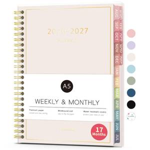 lot 6286 image: Aug 2026 - Dec 2027 Planner, Forvencer 17 Month Academic Planner 2026-2027, 6.3 x 8.4, Calendar Planner Weekly and Monthly, Daily Agenda Book, College School Supplies for Student Teacher, A5, Beige